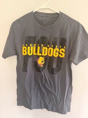 FERRIS STATE Bulldogs Gray Short-Sleeve Tee - Yellow Logo- Men’s Small